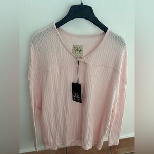 Chaser long-sleeved sweater, size small, light pink, V-neck NWT